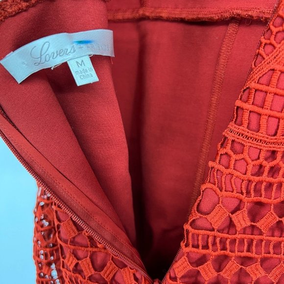 Lovers + Friends Dress Red Blush Cutout Lace Open Back Sleeveless - Picture 10 of 12